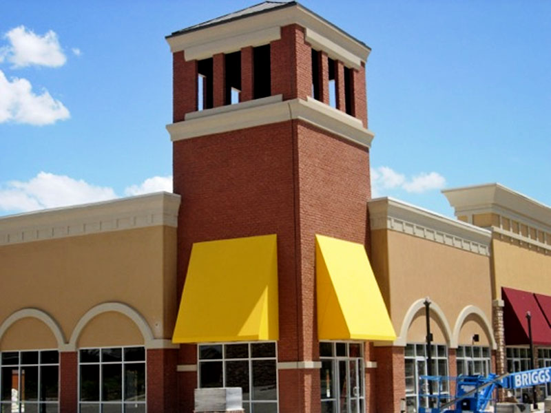 strip mall exterior made with thin bricks