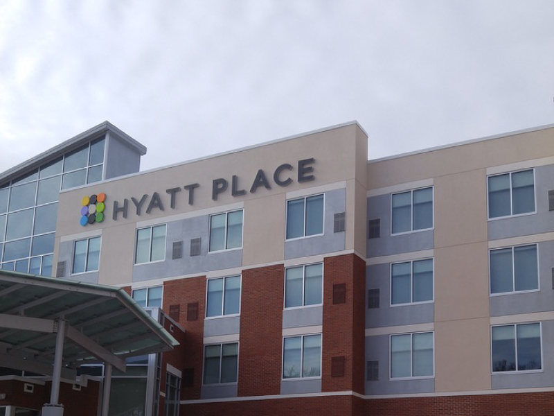 completed thin brick installation on a hyatt place building