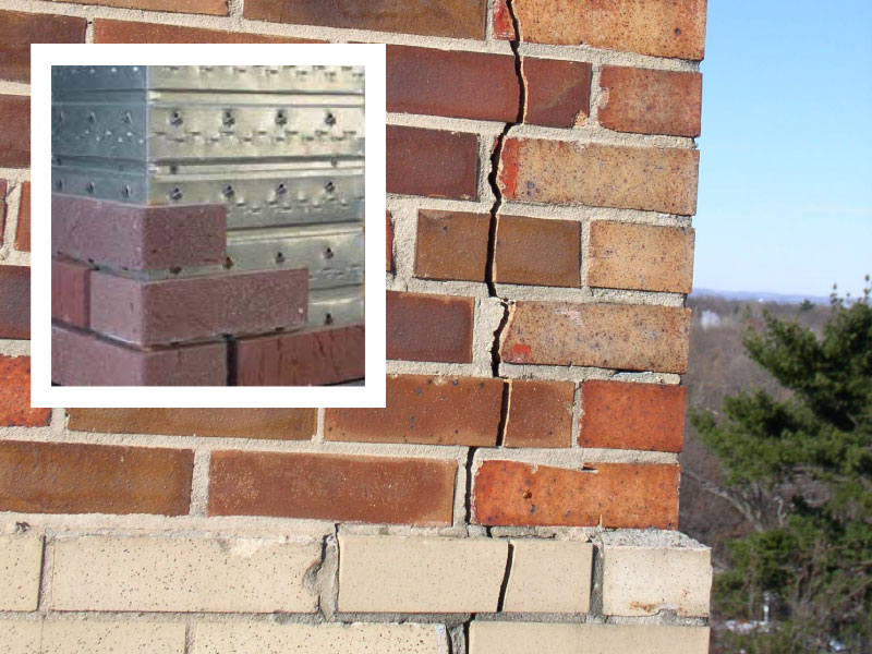 cracked normal brick corner building compared to thin brick metal panel corner
