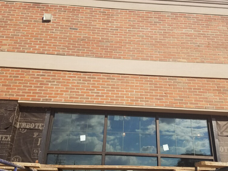 finished thin brick exterior on a commercial building