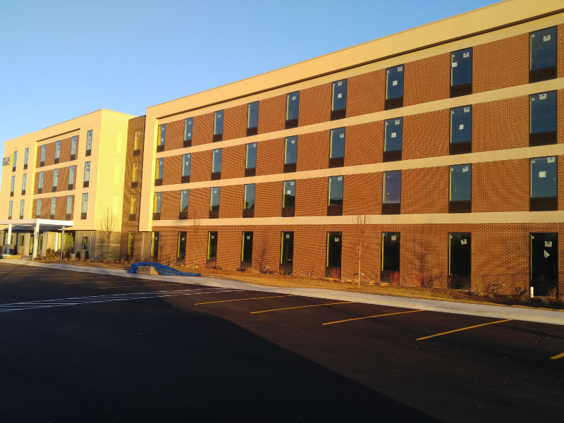commercial building exterior finished with thin bricks